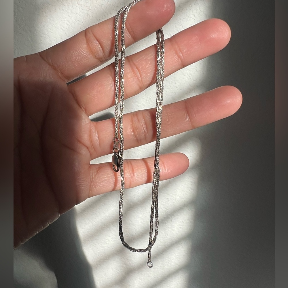 Sterling Silver Twisted Rope Chain Necklace - Silver